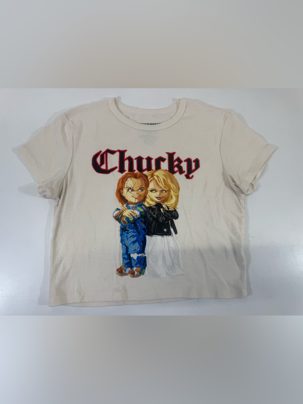 Chucky Graphic Short Sleeve Tee the bride of chucky cream color women’s L